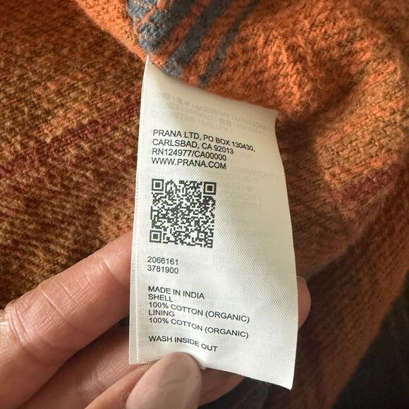 prAna Ridgecrest Chore Coat Rich Earth Organic Cotton Corduroy Flannel XL -Flaw - Picture 6 of 10